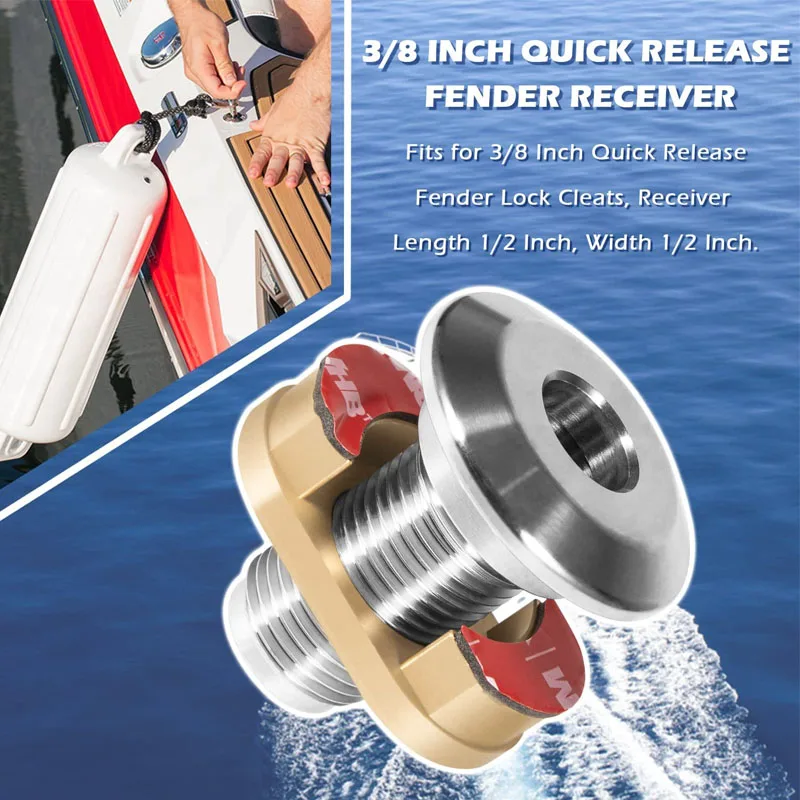 YMT Boat Tools 3/8'' Quick Release Boat Fender Receiver Marine Stainless Steel Quick-Release Boat Fender Receiver Lock 2 Pack