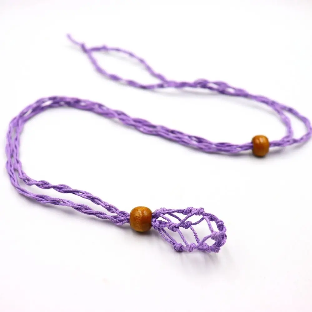 Adjustable Net Bag Braided Necklace Retro style Durable Net bag necklace fashion Exquisite Crystal Stone Pendant Necklace Men