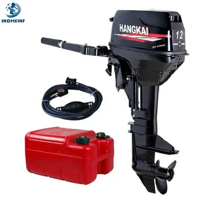 HANGKAI Powerful Petrol  Two Stroke 12.0 HP Assault Boat Motor for Inflatable Kayak Boat 3-6 Person Canoe Gasoline Engine