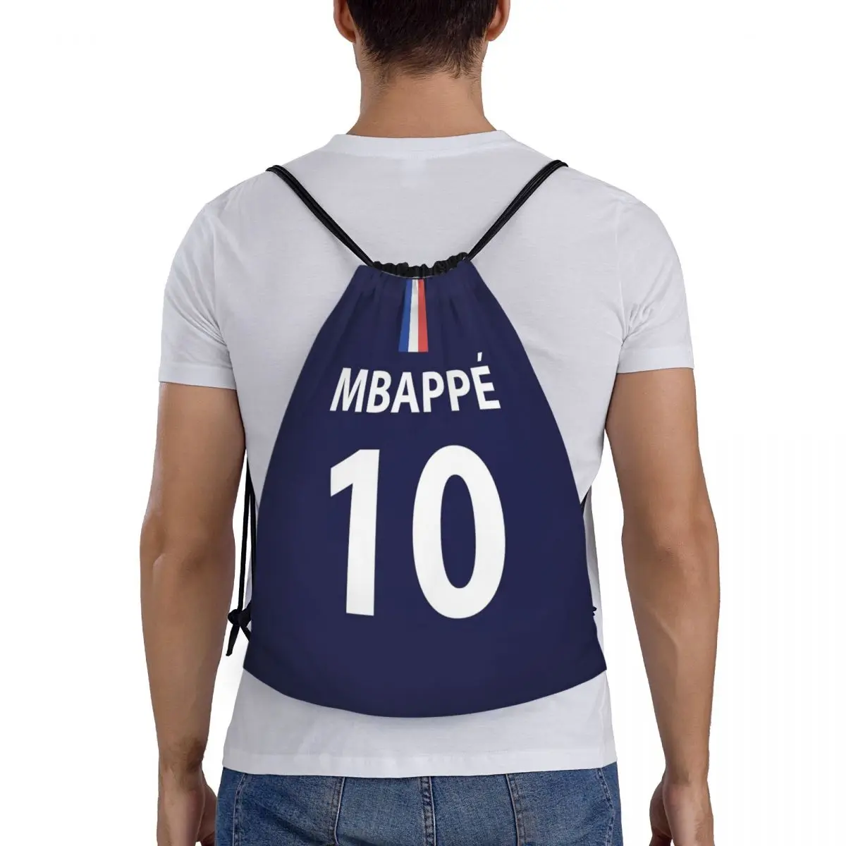 KM Mbappes-Bolsa de fútbol con cordón para hombre y mujer, mochila plegable para gimnasio, deportes, bandera francesa, entrenamiento de fútbol,