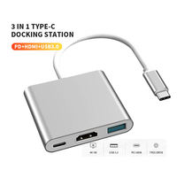 USB C to HDMI Multiport Adapter,3-in-1 Type-C Hub with Thunderbolt 3 to HDMI 4K Output/USB 3.0 Port/PD 100W Quick Charging Port