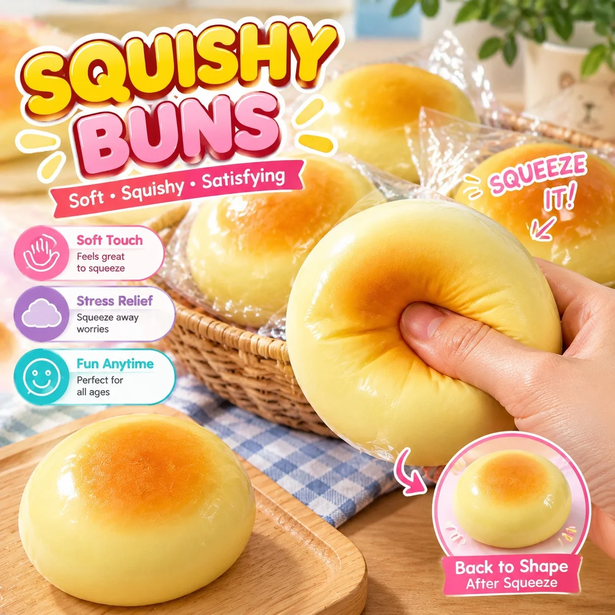 Squishy Simulated Milk Bread Slow Rising Fidget Toys Stress Relief Sensory Squeeze Anxiety Relief ADHD Autism TY