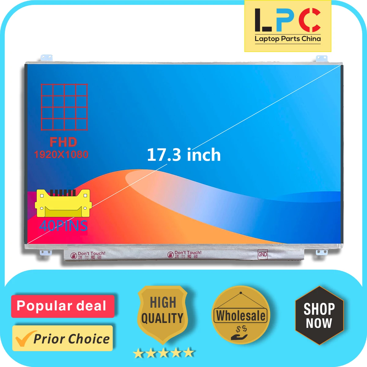 Painel de Exibição de Tela Lcd 173 Fhd 1920 × 1080 Edp 40 Pinos sem Toque Nova Substituição para Laptop N173hhe-g32