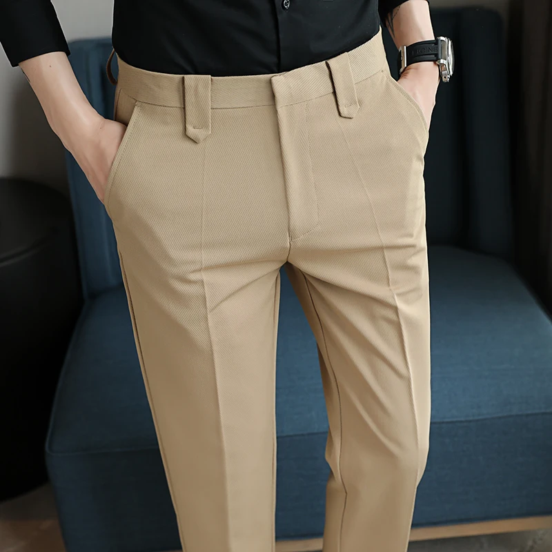 New Men's Fine Handsome Spring and Summer Clothes Nine Points Dress Pants Men Slim Business British Style 9 Points Casual Pants