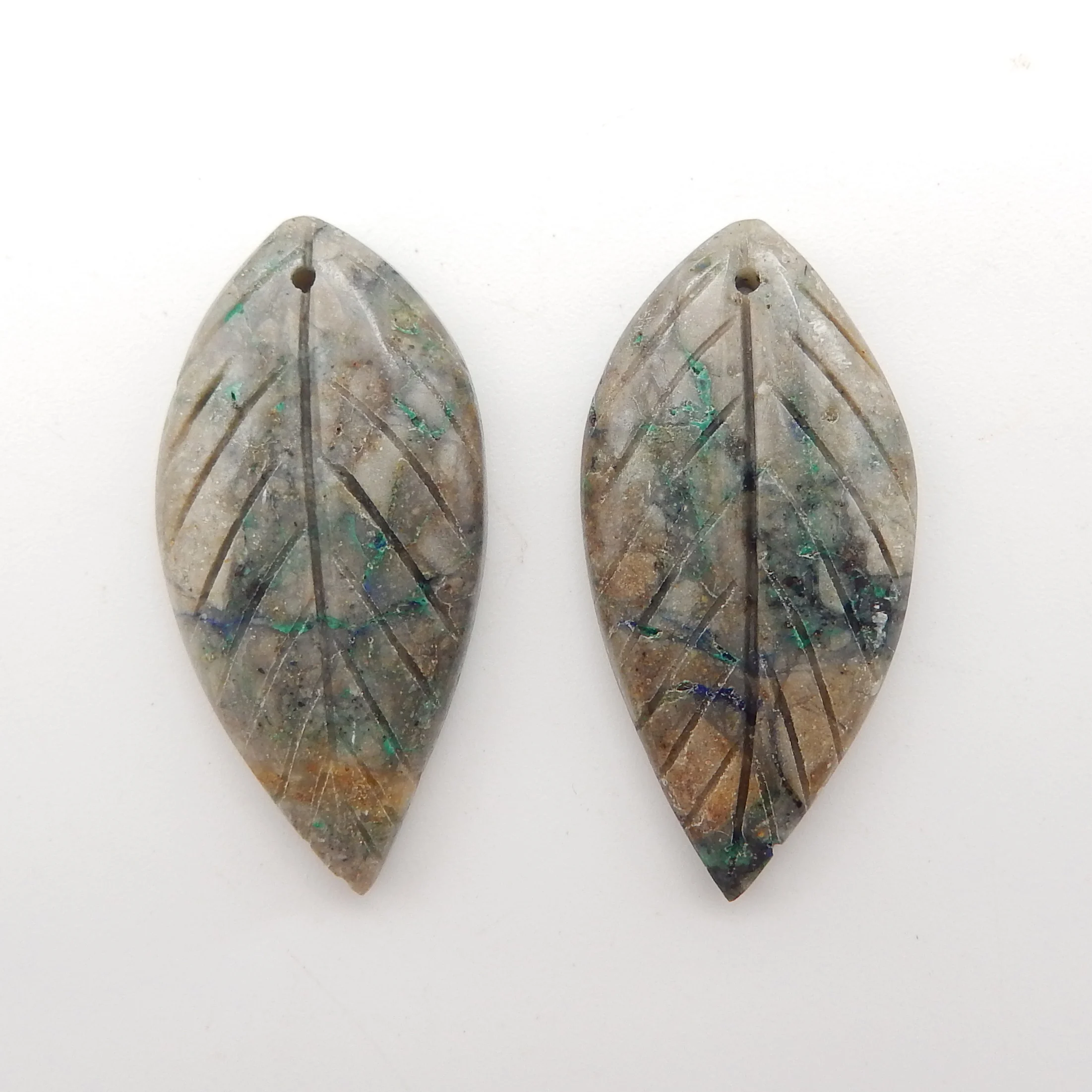 

Natural Chrysocolla Hand Carved Leaves Earring Beads,Fashion Woman Gemstone Earrings Jewelry For DIY Making