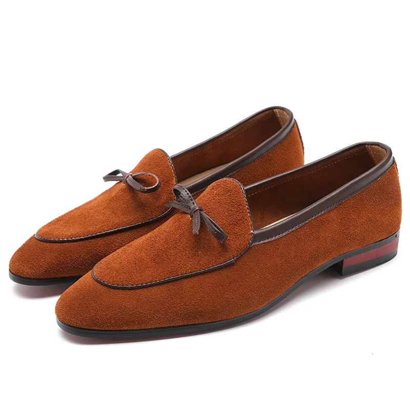 

2025 Leather Shoes for Men Slip On Soft Shoes Man Comfortable Casual Men Suede Loafers Moccasins Tassel Shoe Male Rubber Sole