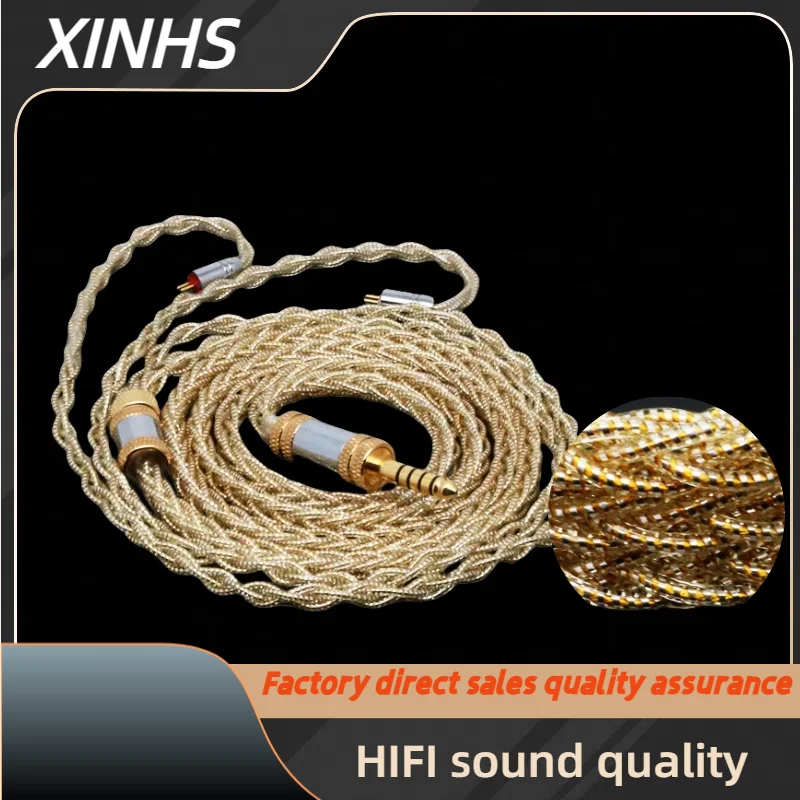 XINHS HS09 금도금 순수 실버 이어폰 업그레이드 케이블, HS09 8 가닥 실버 포일, MMCX 0.78 HD650 IE900 2.5 3.5 4.4 플러그