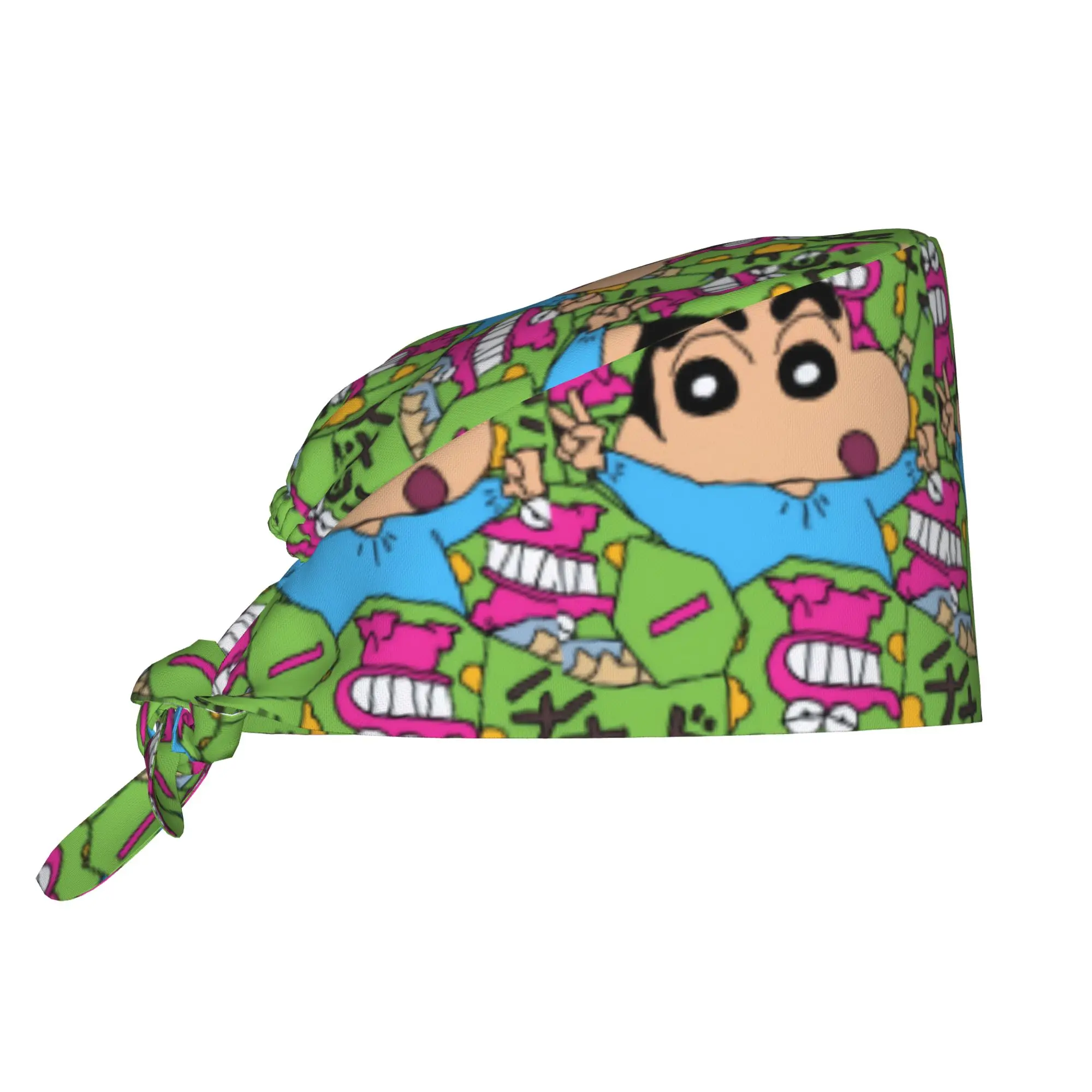 Gorros Quirúrgicos Personalizados Ajustables C-Crayones Shin-chanes para Mujer y Hombre, Gorros de Manga para Enfermería, Doctor, Cirujano, Dentista