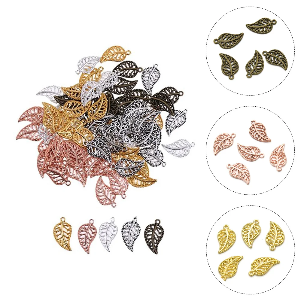 

75 Pieces Pendant Jewelry Crafting Findings DIY Material Charms Vintage Leaf Alloy Leaves Manual