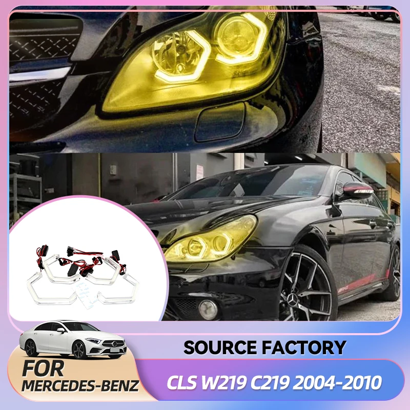 

Внутренние наклейки для MERCEDES BENZ CLS W219 C219 2004-2010, лимонно-желтый цвет, ангельские глазки, свет DTM, стиль M4, дневной свет