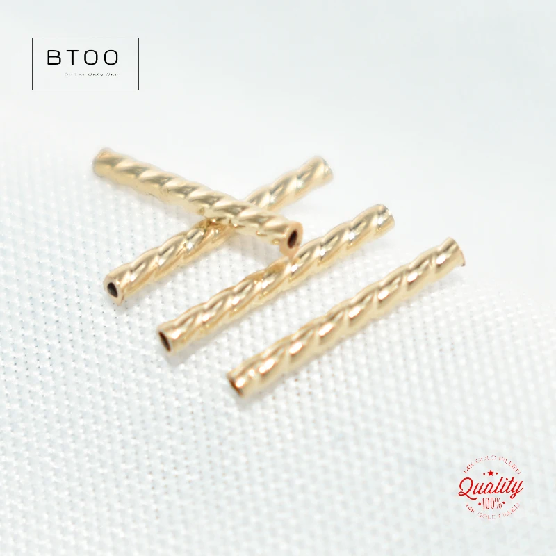 14K Gold Filled Gerade Geschnittene Twist-Tube-Perlen, Gold Filled Twist-Tube-Perlen, Abstandshalter-Tube, Anlaufbeständige Schmuckkomponenten – Detail 9