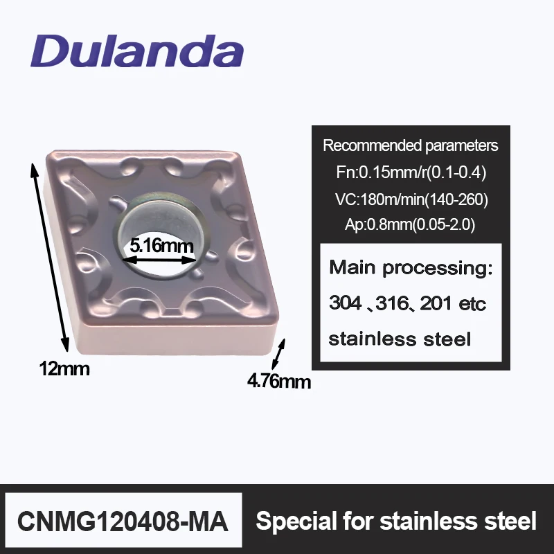 CNMG432 Metal Lathe Tools  Carbide Inserts ISO CNMG120408 MA External Turning Blade Semi-finishing  for Stainless Steel