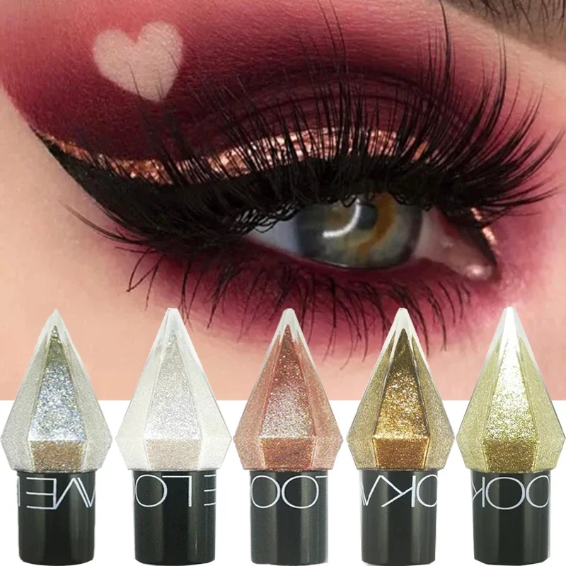 Delineadores de ojos brillantes de diamante, sombra de ojos impermeable, Color plateado, rosa y dorado, lentejuelas brillantes, delineador de ojos, maquillaje, Cosméticos de belleza