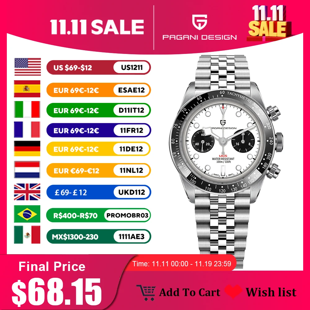 

2025 New PAGANI DESIGN Retro Panda Men's Watches Quartz Wristwatch Top Luxury Watch For Man AR Sapphire Mirror Waterproof Clock