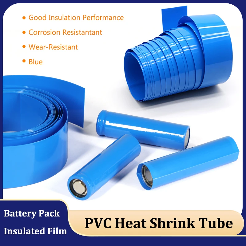 

Blue Heat Shrink Tube 7mm ~ 160mm Width PVC Insulation Film Wrap Case Protection Cable Sleeve For 18650 21700 Lipo Battery Pack