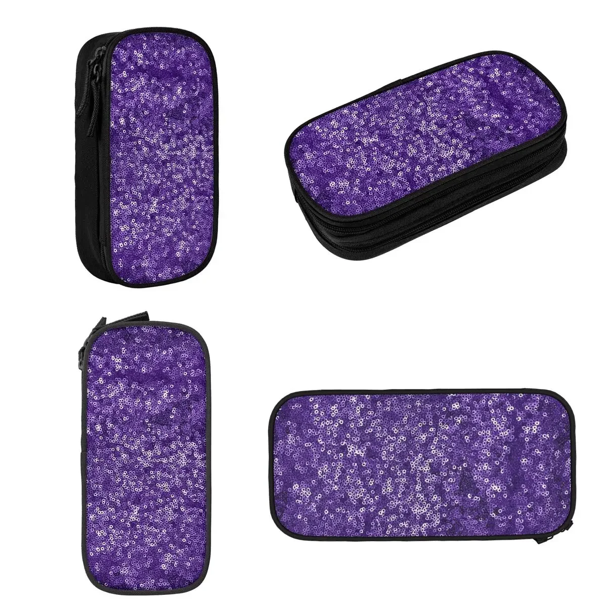 Purple Sequins Pencil Cases Large Capacity Pen Bags Pen Box Pencil Pouch For Boys Girls Students Stationery School Office