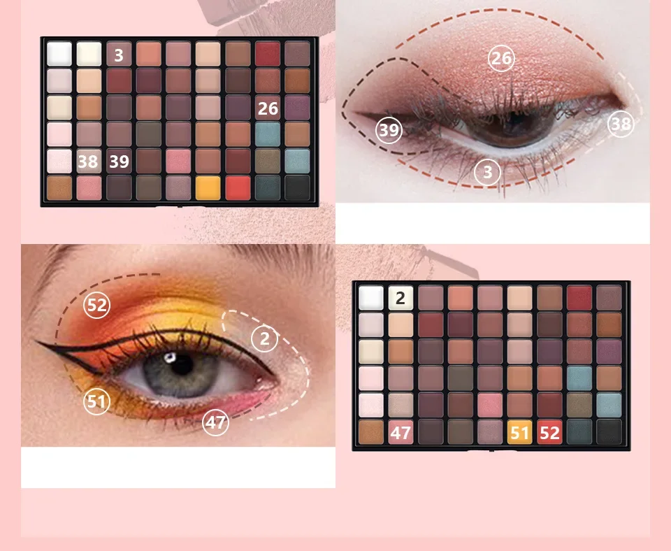 54 colori Eyeshadow Palette trucco professionale Shimmer Matte Eyes Shadow Colorful Sexy High Pigmented Fine Texture Cosmetics