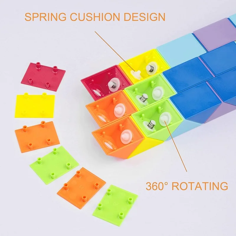 Rainbow Puzzle Fidget Toys Transformable Cube Kid EducationToys Brain Teaser 24/ 48 Segments Magic Rule Snake Speed  Cubes Twist