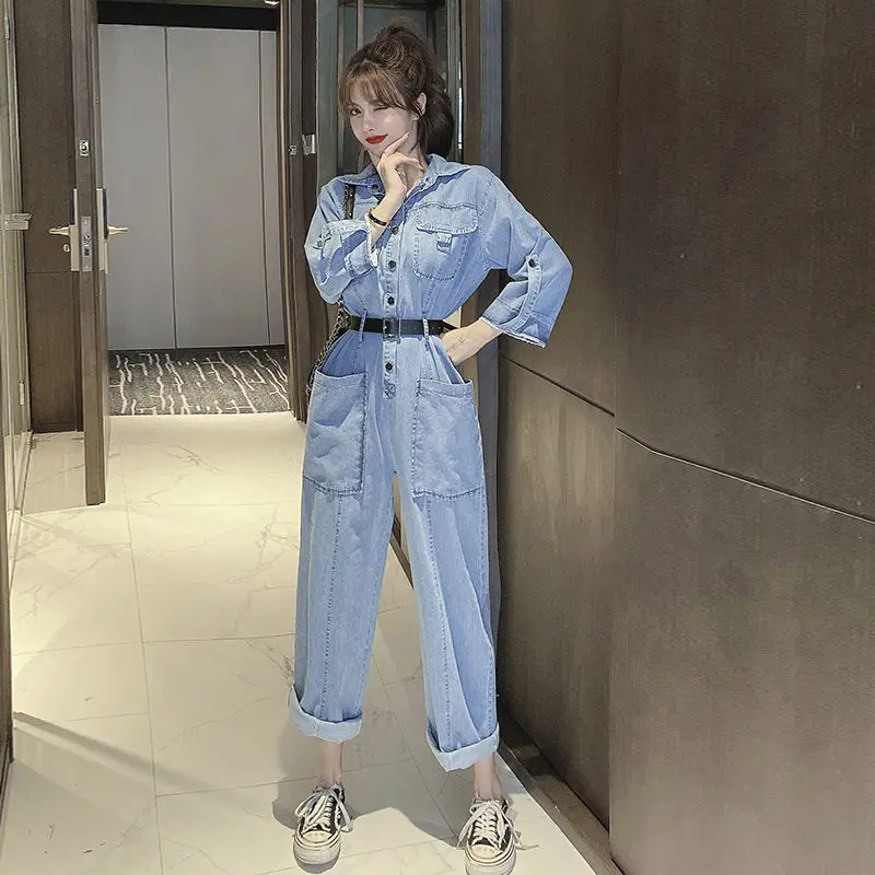 Lente- en zomermode nieuwe damesjumpsuit losse woon-werkkleding denim jumpsuit