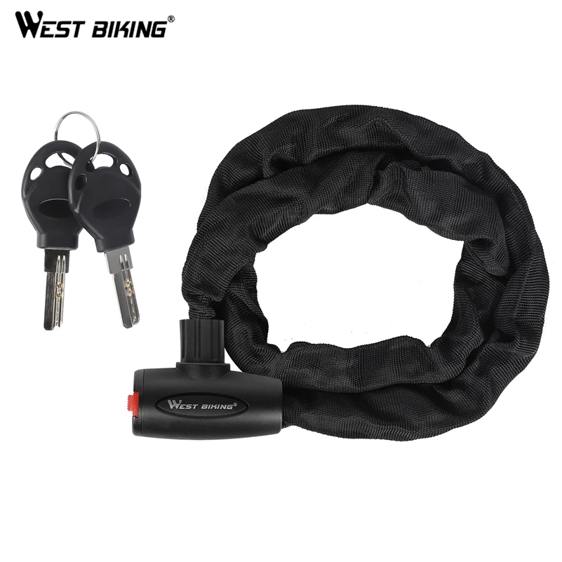 WEST BIKING Anti-theft Bicycle Lock MTB Road Bike Safety Chain Lock With 2 Keys Outdoor Cycling Bicycle Accessories Bike Locks