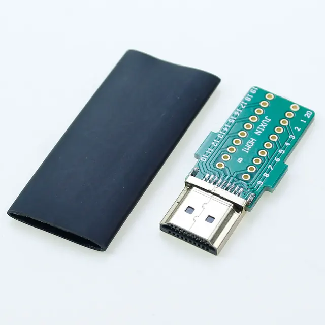 1 sztuk DIY standardowe HDMI spawanie męska wtyczka typu jack 19 + 1 pozłacana wtyczka naprawcza rurka termokurczliwa 19-pinowe złącze kabla