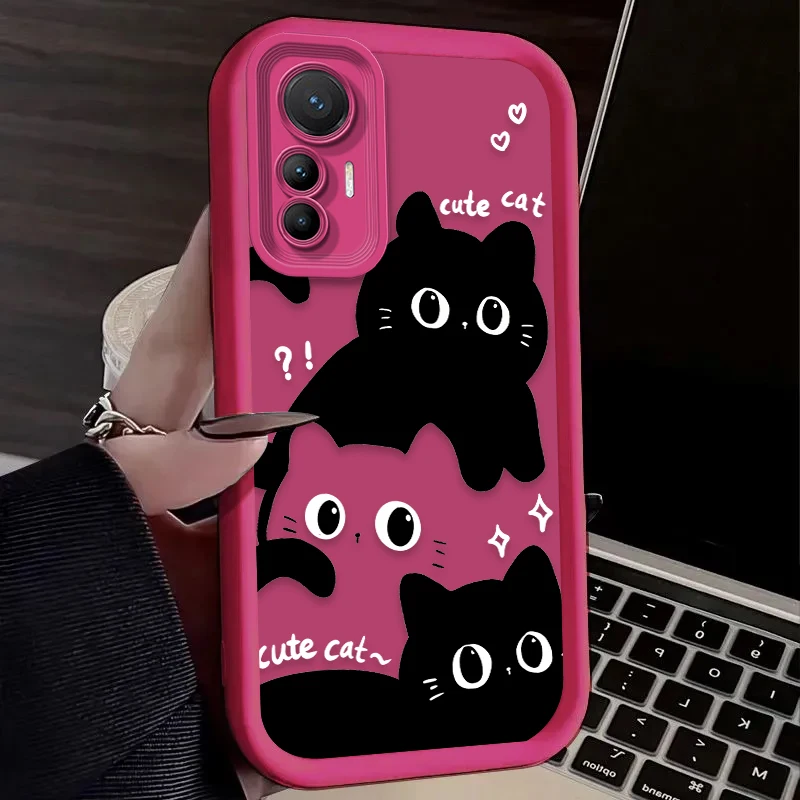 Schöne schwarze Katze Handyhülle für Xiaomi Poco x7 X6 X5 X4 GT X3 NFC F7 F6 F5 F4 F3 M5s C65 C75 M6 Pro 4G 5G stoßfeste Vollabdeckung