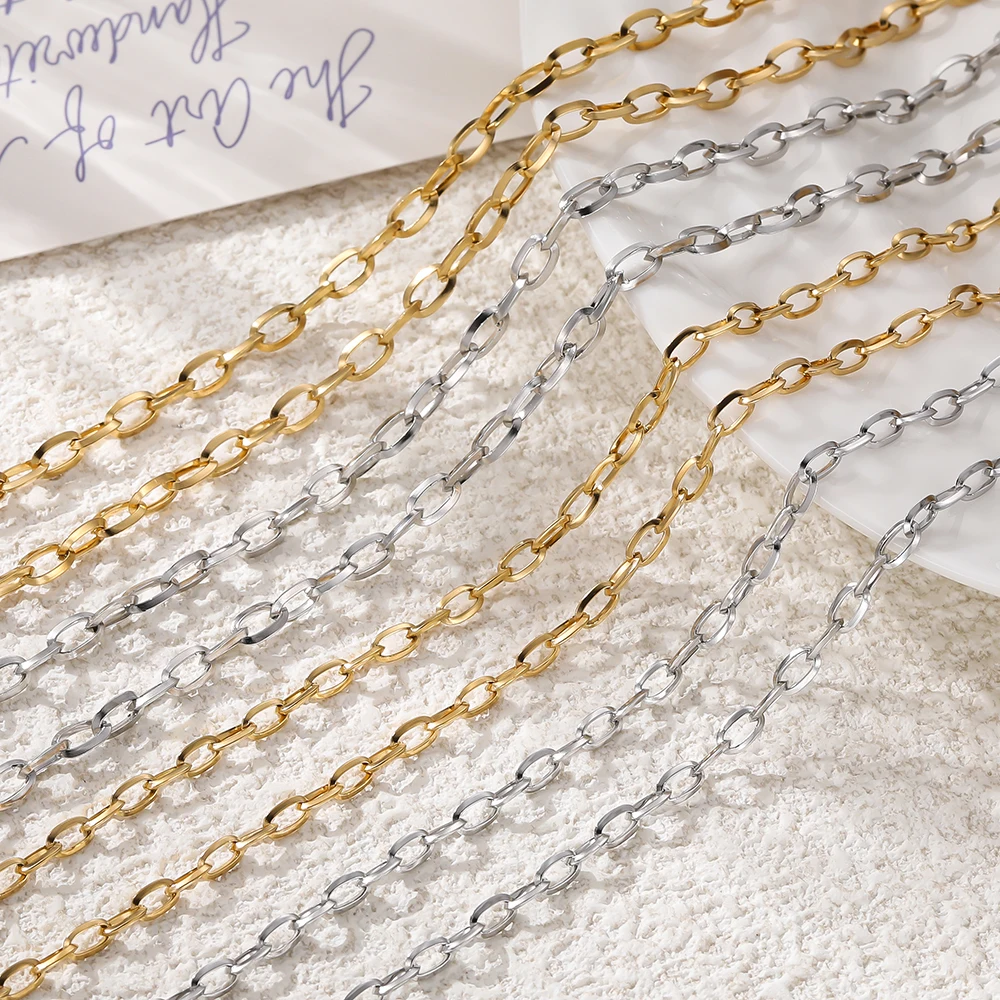 1M/Pack 6.5/7.5mm Stainless Steel Big Hole Gold Steel Handmade Chains for DIY Necklace Bracelet Jewelry Making Accessories image 5