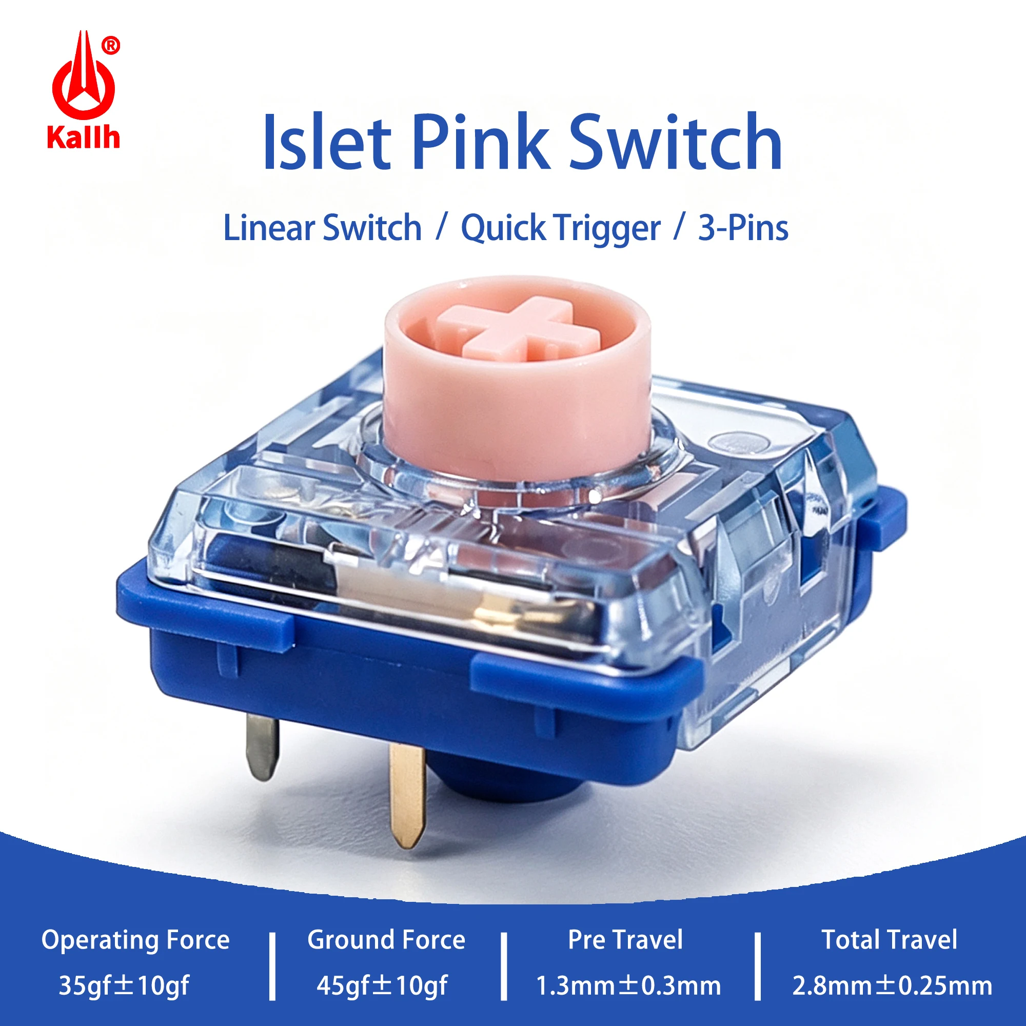 Механические переключатели Kailh Hitbox 1353 Islet Pink Mini Low Profile Silent Linear Creamy 35gf для игровой механической клавиатуры Deep Sea