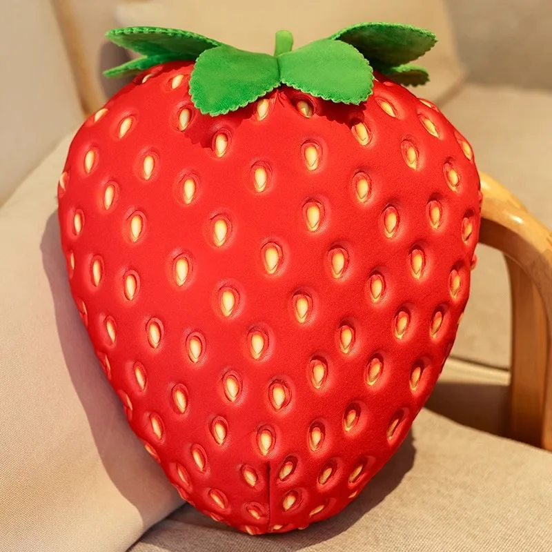 Peluche realistico alla fragola da 35cm, cuscino alla fragola simulato, cuscino morbido, cuscino per divano imbottito di frutta, decorazione per la casa, regalo