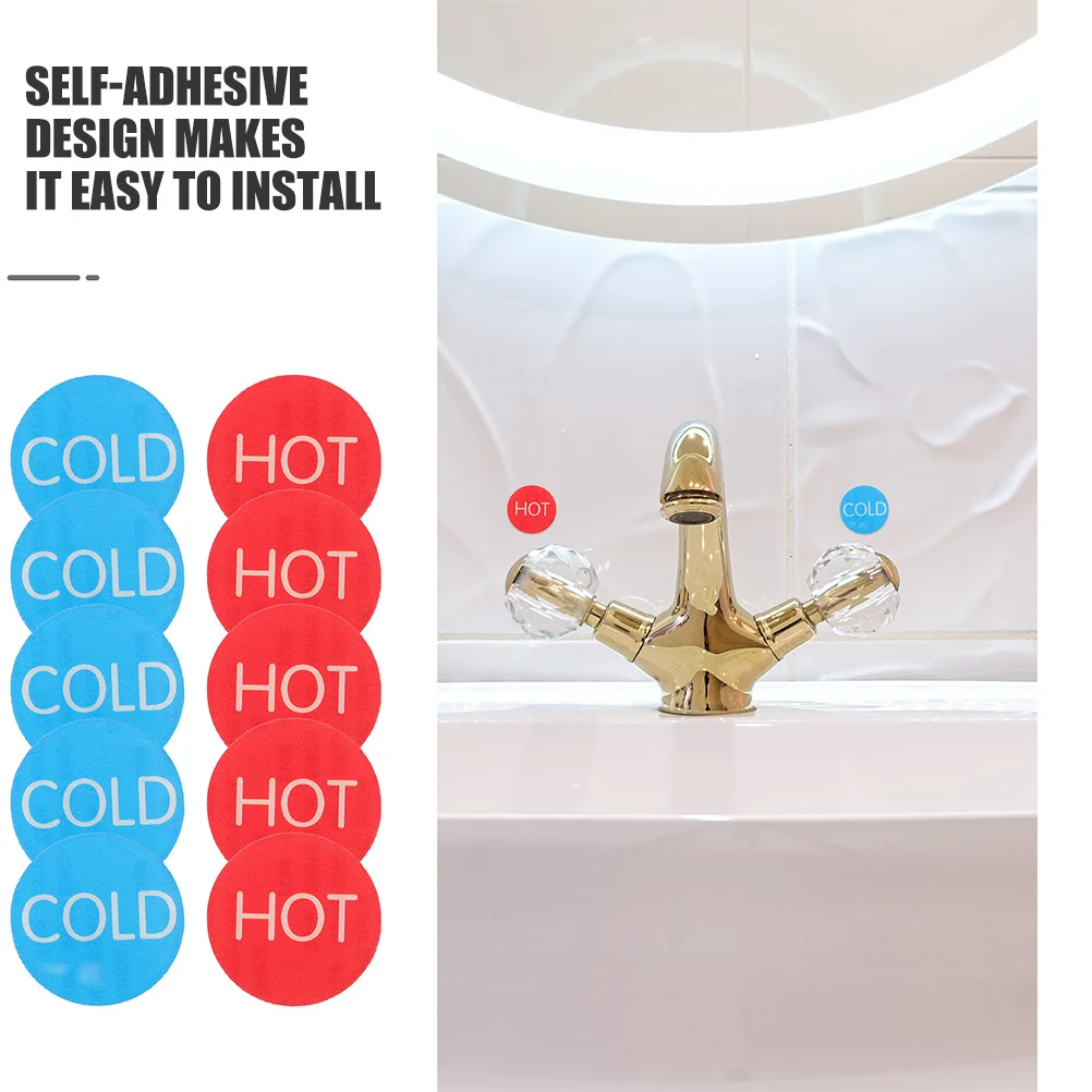20pcs Cold Hot Water Labels Acrylic Sticker Signs For Bathroom Faucet Temperature Indicator Hotel Restaurant Shower Safety