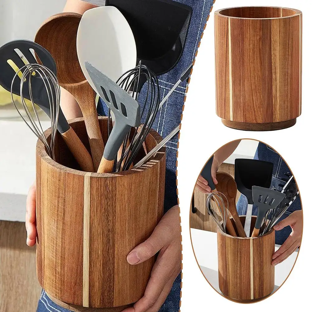 

1Pcs Wooden Chopsticks Drain Holder Spoon Fork Tableware Storage Rack Container Cooking Utensils Organizer Kitchen Supplies