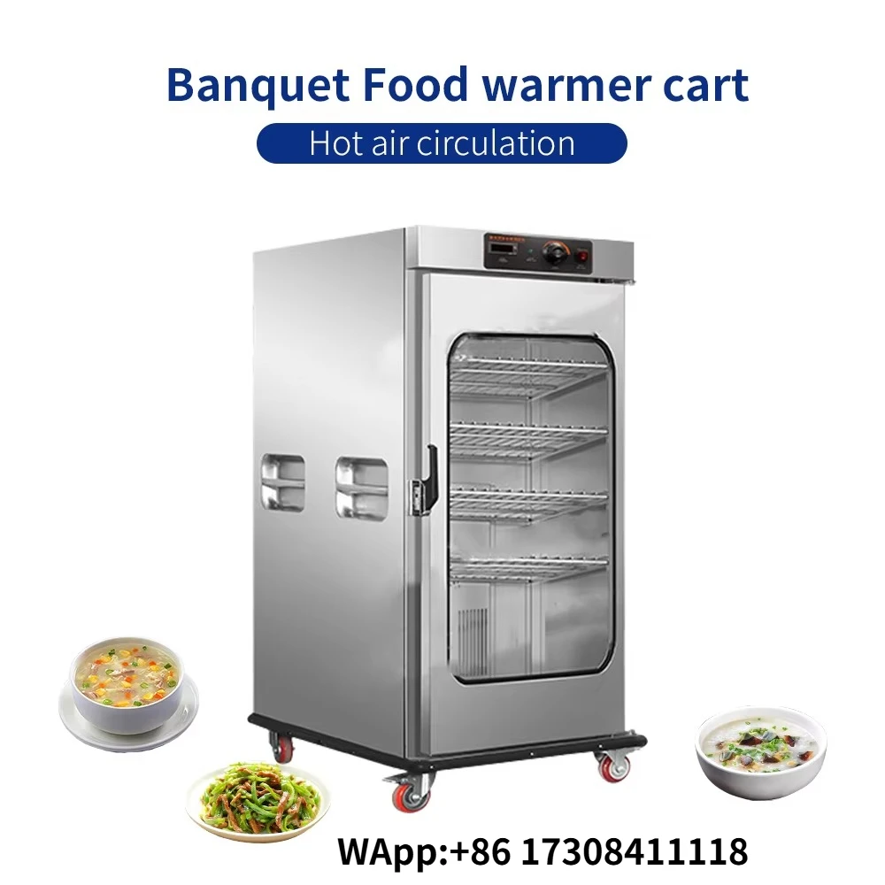 220V 5 Layer Mobile Food Warmer Cart Glass Door Warmers Insulated Hot Food Cabinet Stainless Steel Heating Cabinet Banquet