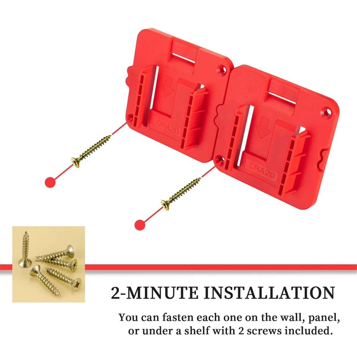 Y31A 배터리 홀더 -20v 배터리와 호환 가능, 20v 배터리 1.5Ah 2.0Ah용 나사 20개가 있는 벽 장착 홀더