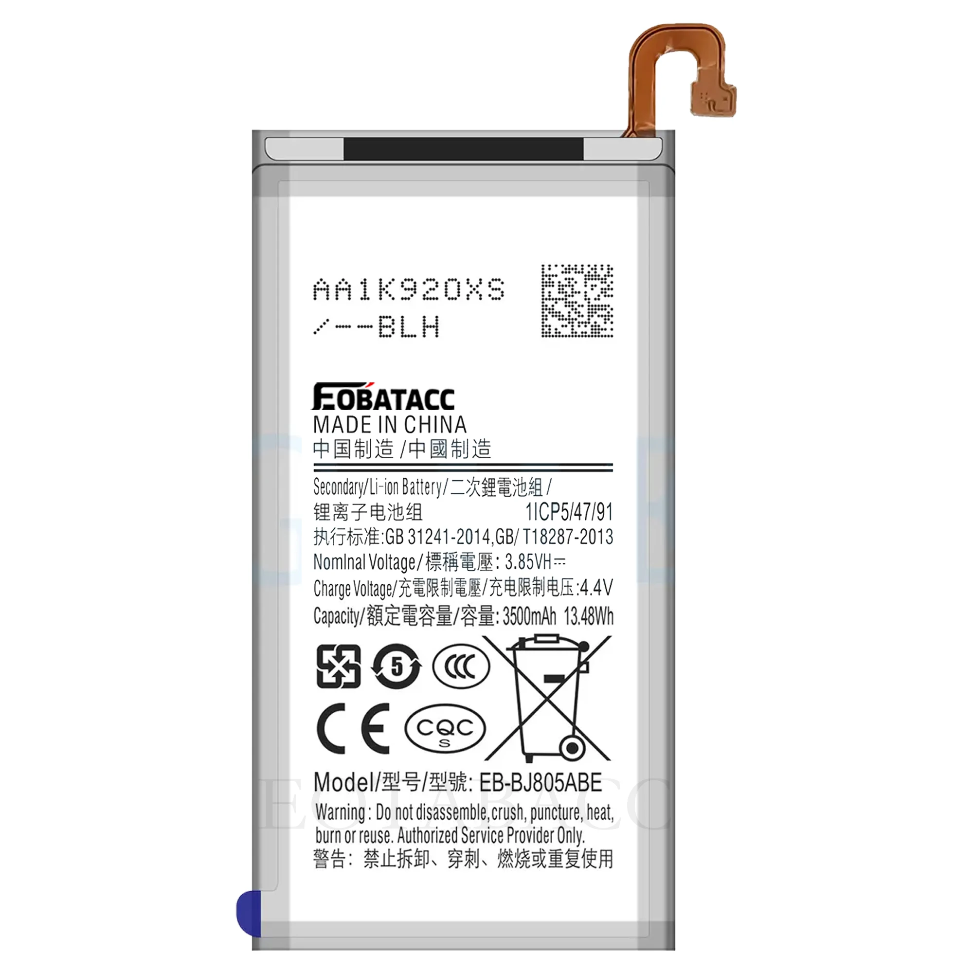 2025 YEARS EOBATACC 100% New For Samsung Galaxy J8 J810 Battery Cellphone EB-BJ805ABE 3500 mAh Bateria + Free Tools