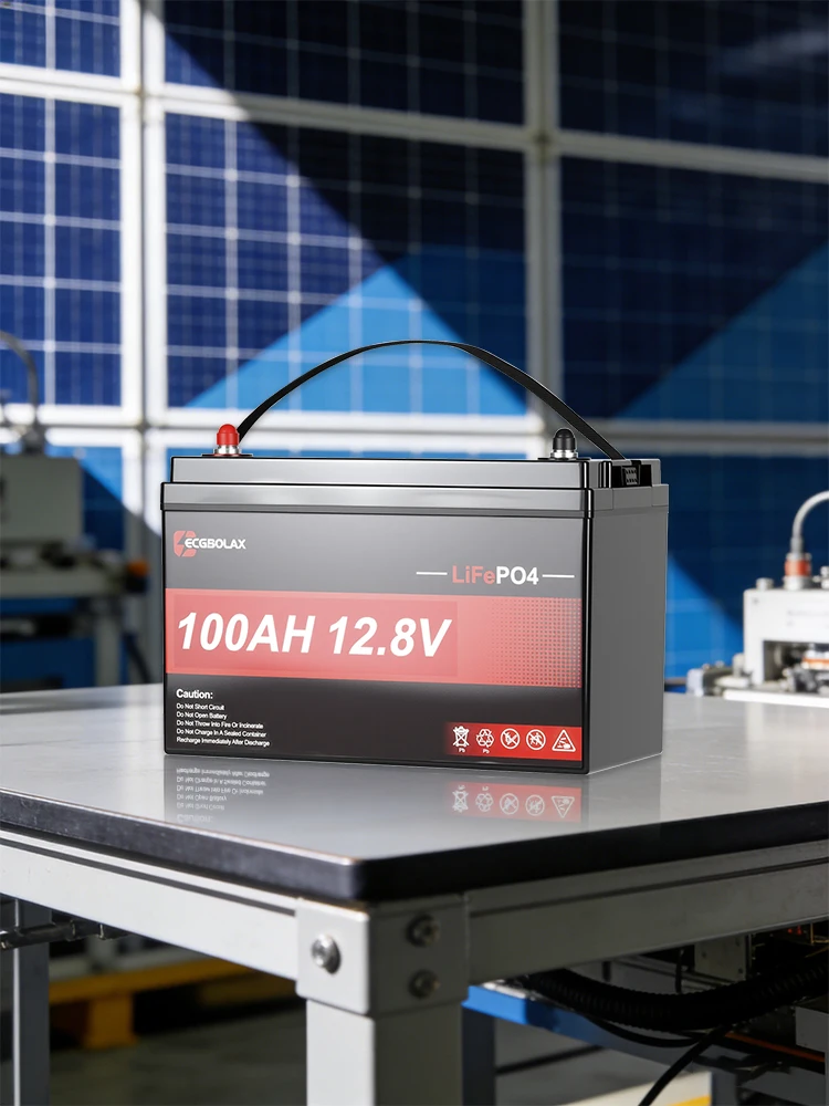 ECGSOLAX LiFePO4 100AH 25.6V/12.8V 100AH Bateria z darmową ładowarką 12.8V Bateria litowa Wbudowany BMS 180A Ponad 6000 cykli Do łodzi Szybka wysyłka z UE — 2