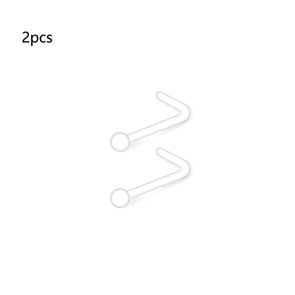 2pcs Clear Bioflex Nose Rings Belly Rings