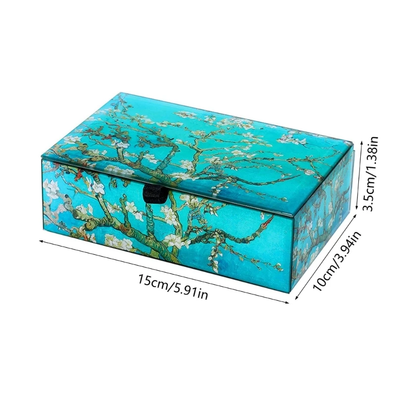 Elegant Blossom Glass Jewelry Storage Box Clear Organizers Home Decoration for Rings Necklaces and Earrings Organization