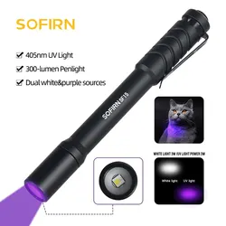 Sofirn SF15 UV Flashlight 405nm Dual Purple 300lm White Penlight Portable AAA Ultraviolet Torch for Detection/Pet/Urine/Stains