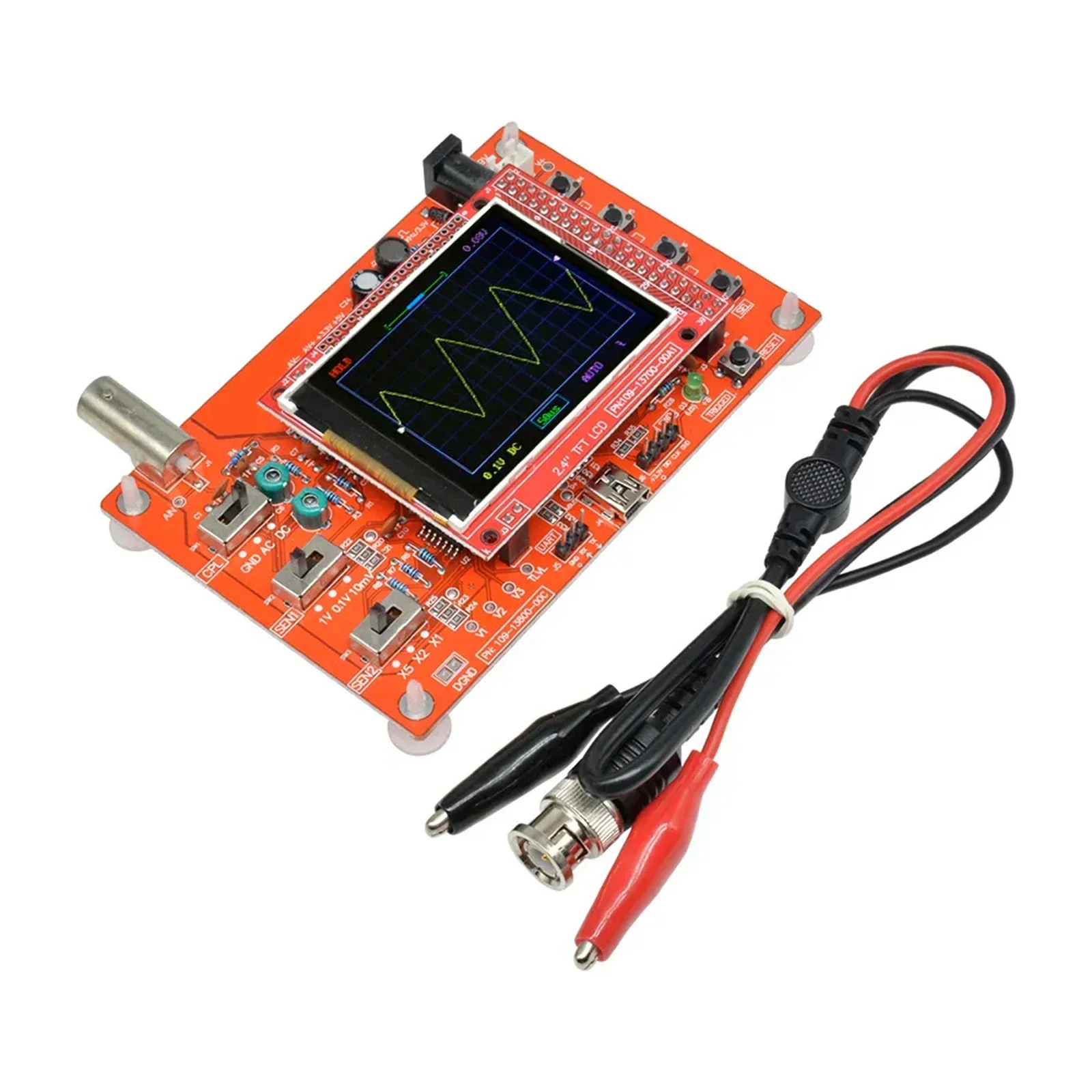 DS0138 Digital Oscilloscope 2.4 Inch TFT with LCD Display Alligator Probe Test Clip Fully Assembled for DIY Measuring Instrument