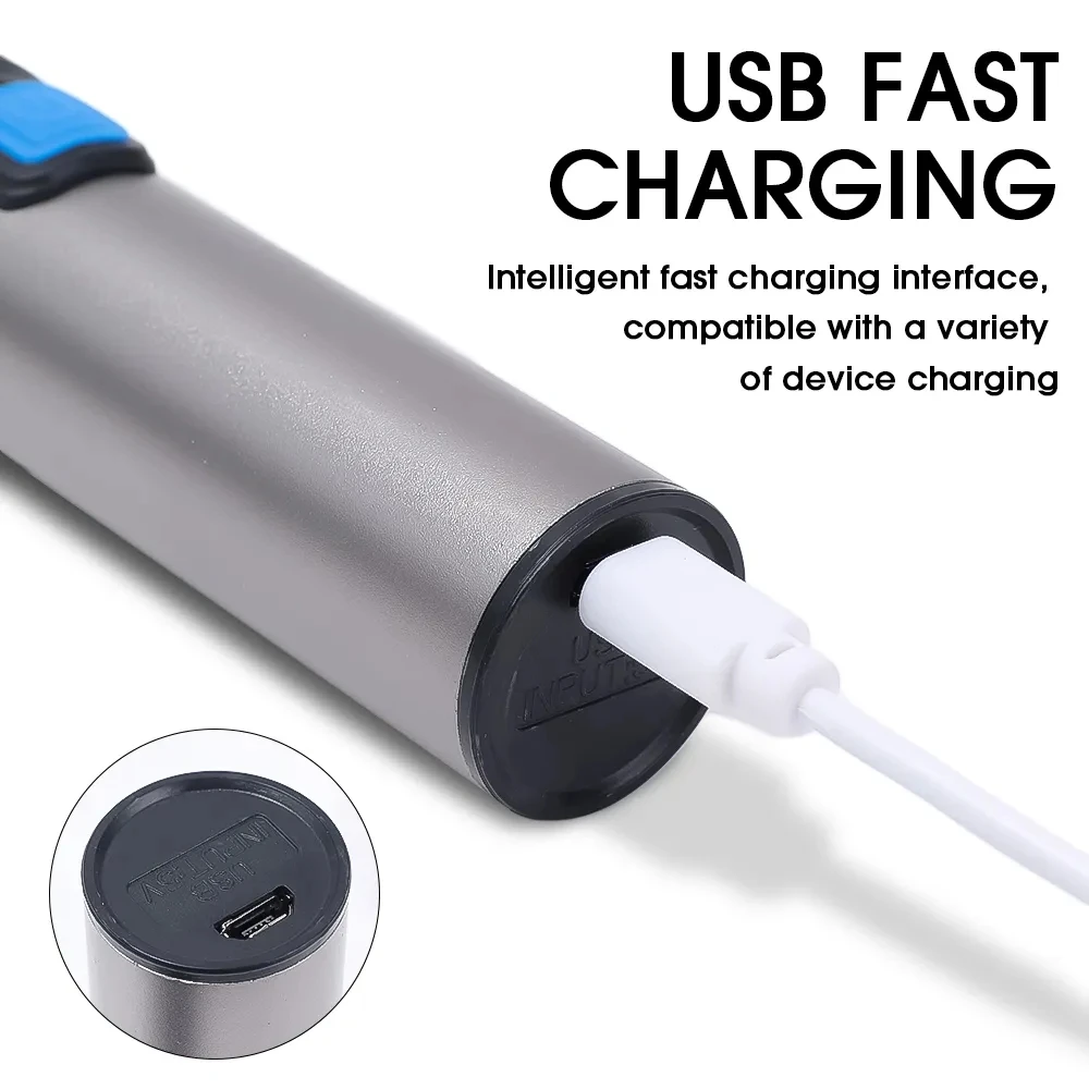 39nm الأشعة فوق البنفسجية LED مصباح يدوي USB قابلة للشحن الألومنيوم مقاوم للماء ضوء الشعلة التكبير الضوء الأسود أضواء الأشعة فوق البنفسجية #6