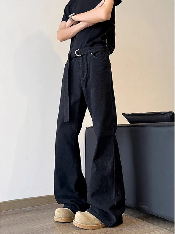 

Мужские летние джинсы Bla Knife в американском уличном стиле, прямые, с легким клешем, модные, свободного кроя