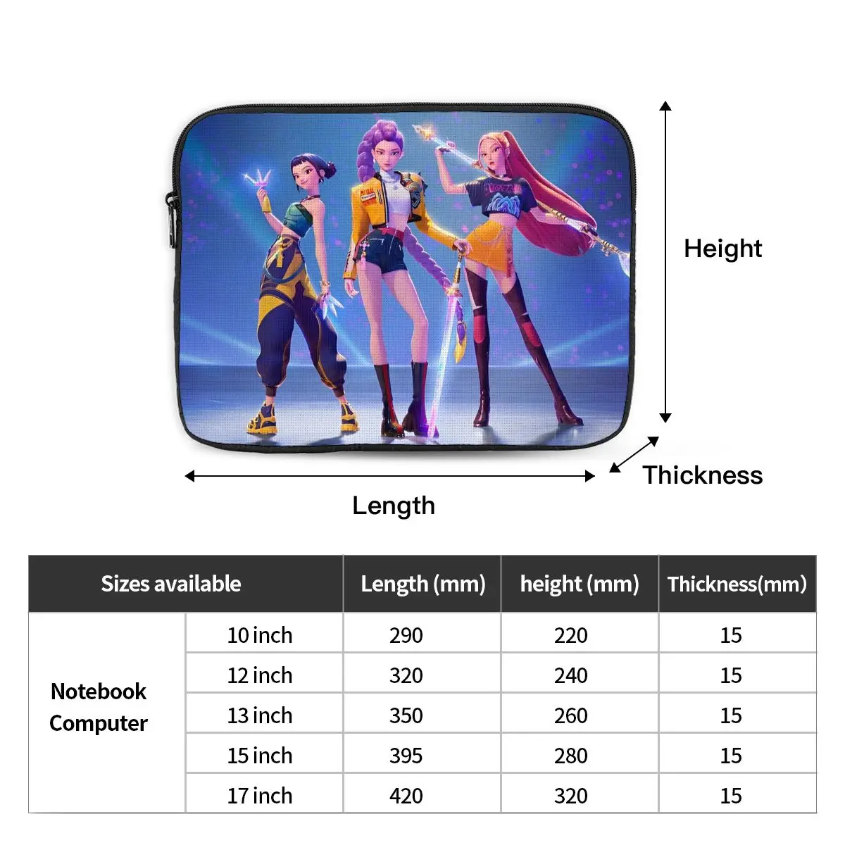 حقيبة كمبيوتر محمول Huntrix Zoey Rumi Mira لجهاز Macbook Air Pro KPop Demon Hunters حقيبة كمبيوتر محمول حافظة مضادة للصدمات