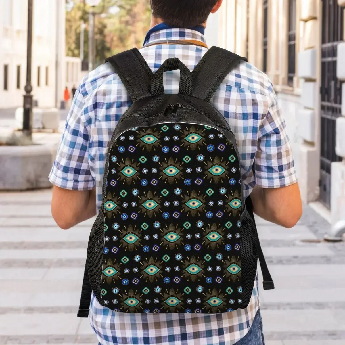 Custom Nazar Turkey Evil Eye Symbol Amulet Travel Backpack Women Men School Computer Bookbag College Student Daypack Bags