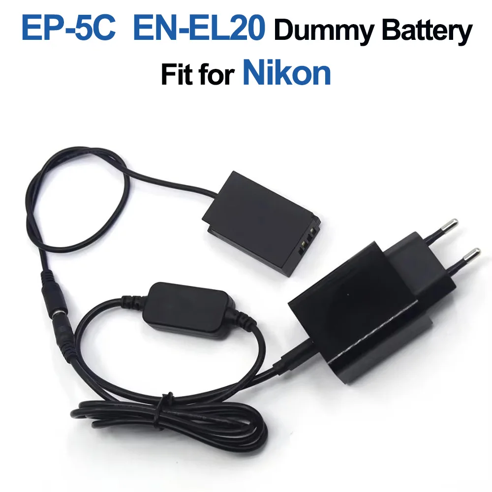 

USB C to DC Cable PD Charger EN-EL20 ENEL20 Dummy Battery EP-5C DC Coupler for Nikon 1J1 1J2 1J3 1S1 1AW1 V3 Camera