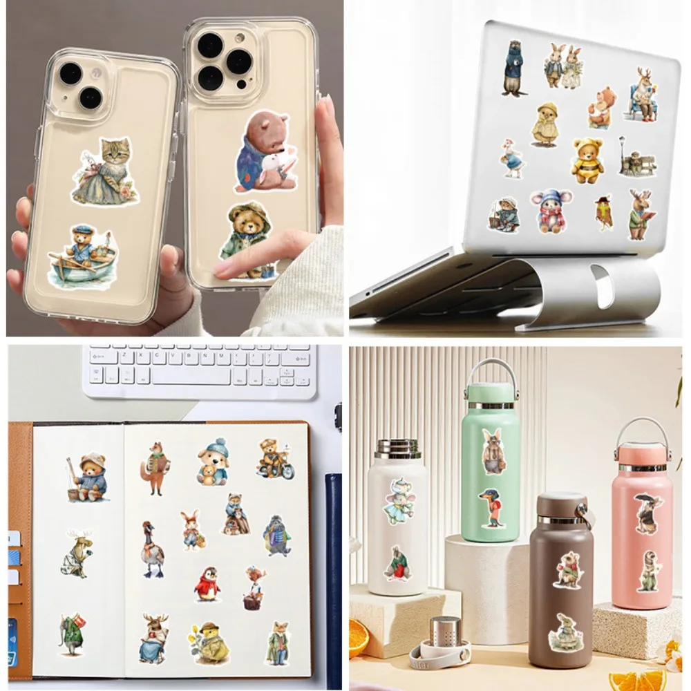 10/25/50pcs Retro Aesthetic Animals Cartoon Stickers for Travel Luggage Notebook Guitar Laptop Phone Stationery Water Bottle