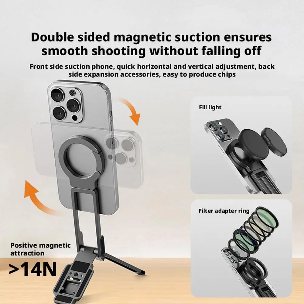 

Magnetic Phone Holder Tripod Portable Multi-functional Tripod Phone Phone Streaming Foldable Holder Holder Live G1Q7