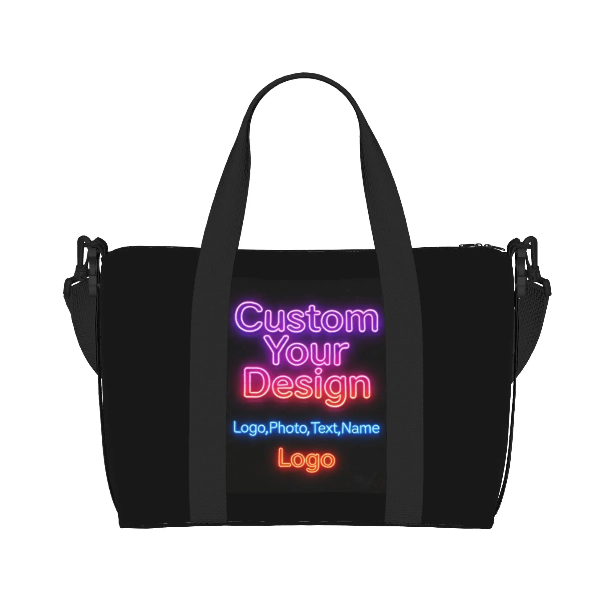Custom Custom Your Design Logo Beach Tote Bag Women Extra Large Gym Carry On Customized Logo Printed Travel Shopping Bags