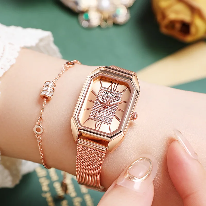 Women Luxury Famous Brand Watches Womens Stainless Steel Rectangle Quartz Watch For Women Fashion Dress Watches Relogio Feminino