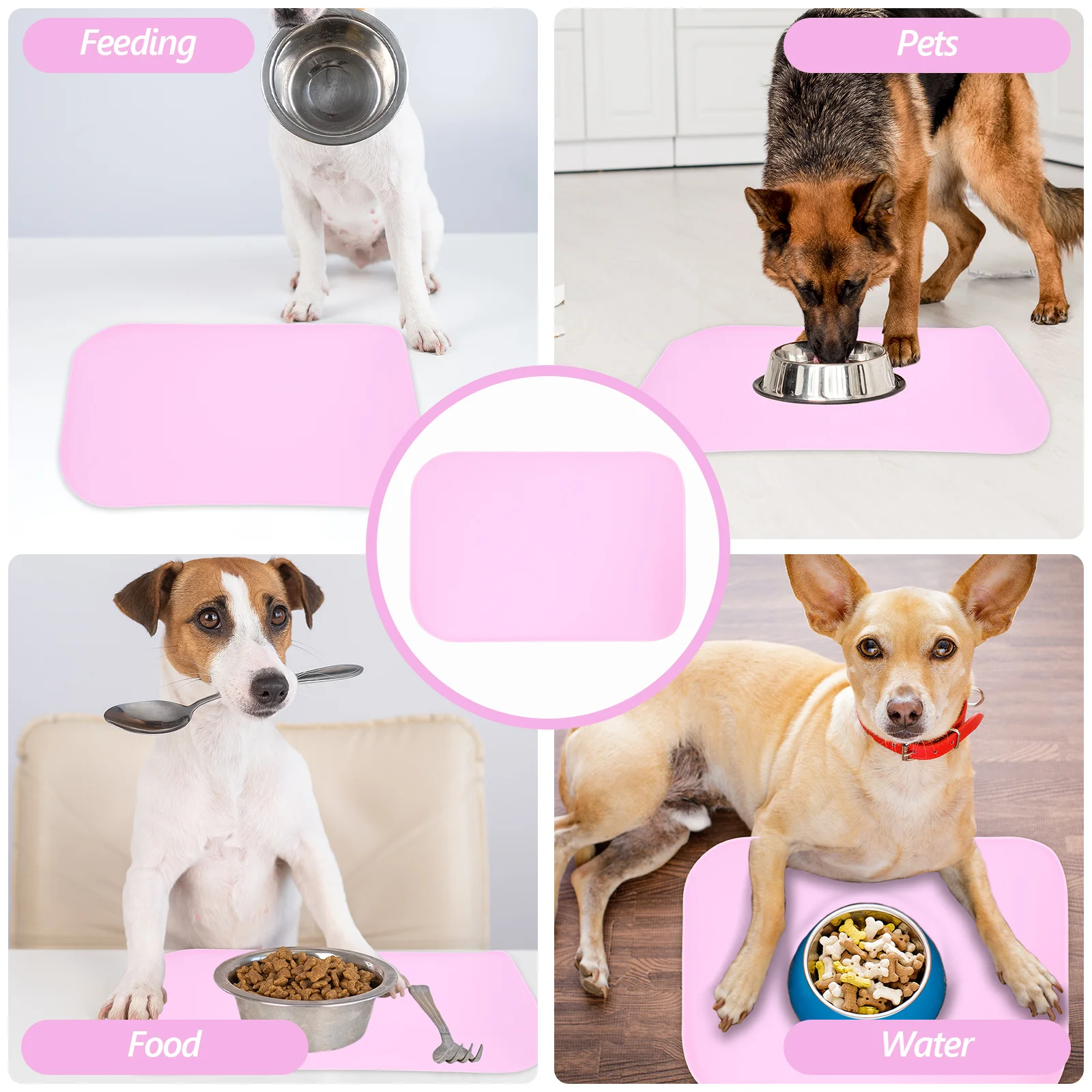 

Silicone Pet Placemat Raised Edge Dog Cat Food Mat Non-Slip Waterproof Durable Design Pet Feeding Mat Puppy Feeding Placemat