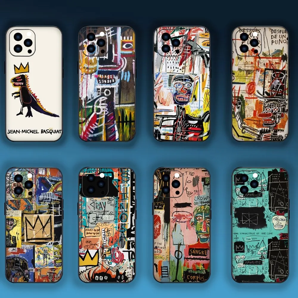 Jean M-Michels Art B-Basquiats Phone Case For Samsung S24 S23 S22 S21 S20 Plus Ultre Note S20 FE Black Case